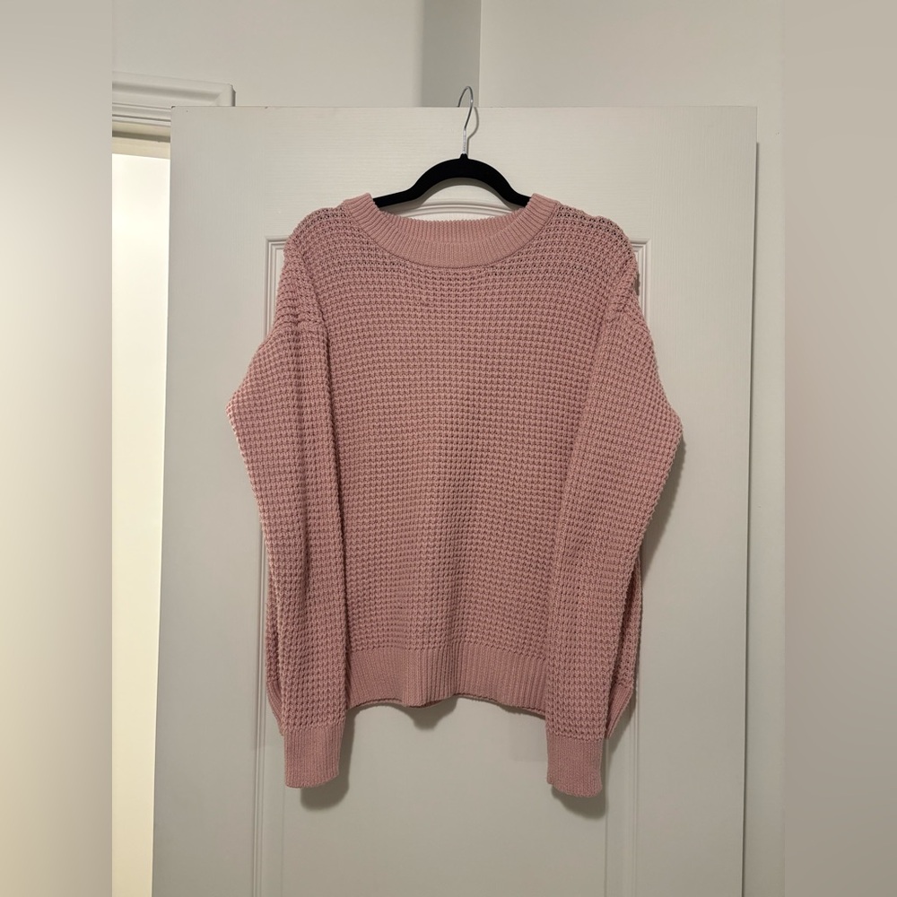Women's Oversized Waffle Knit Sweater - Pink